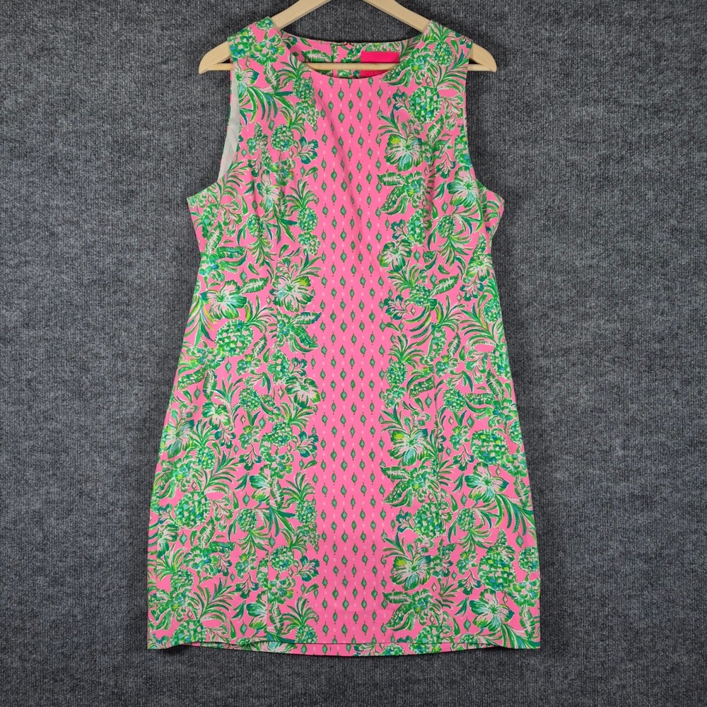 Lilly Pulitzer Mila Shift Dress Shandy Tropical Floral Pink 16 Womens